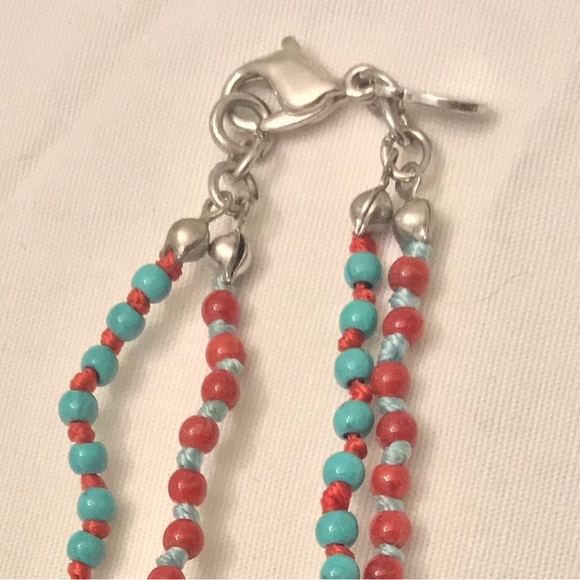 BRACELET - Red and turquoise beads with turquoise stone. Monet. 7-1/2”. - Picture 4 of 5